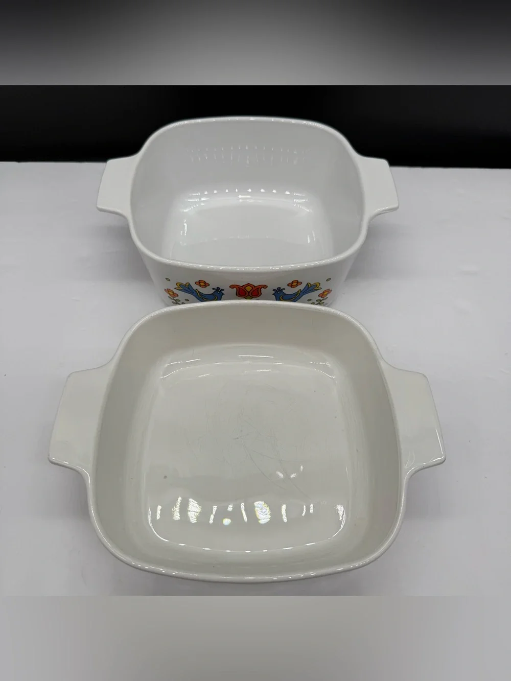 Corning Ware Country Festival Blue Birds Casserole Dish Lot Of 2 Excellent Used